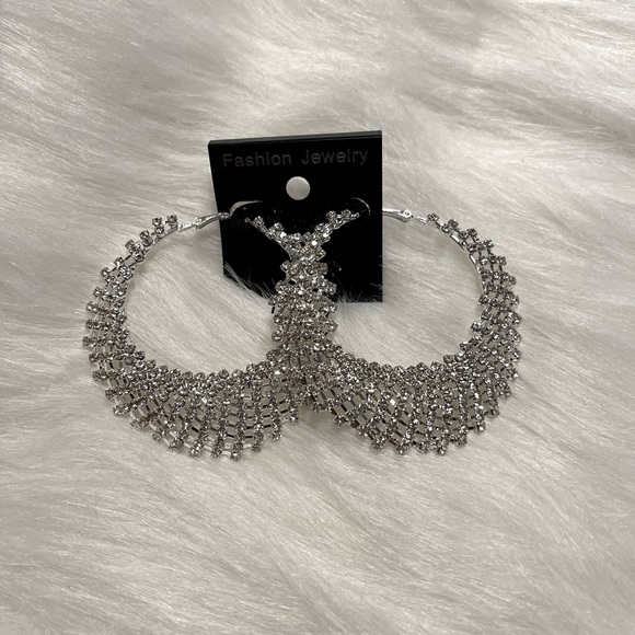 Jewelry - Faux Diamonds Hoop Earrings
